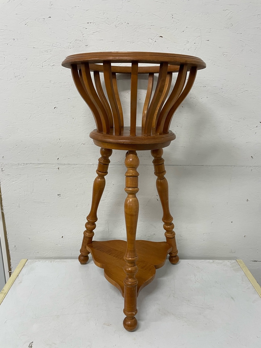 Vintage 1980s Wooden Rotating Barrel Plant Stand | Boho Mid Century Style, 30”